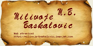 Milivoje Baškalović vizit kartica